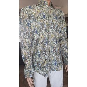 Andrea Palombini Mens M Button Up Shirt Paisley Long Sleeve